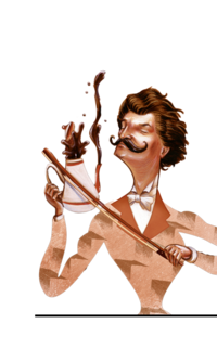 Illustration of Johann Strauss playing the violin on a teapot. | © SONNENTOR
