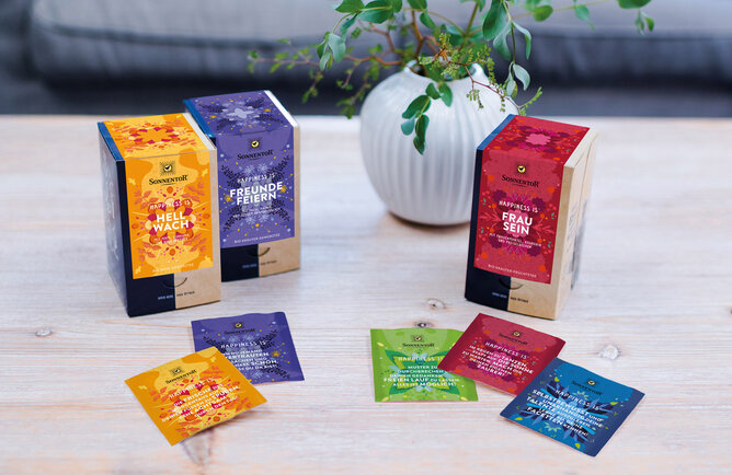 Happiness Is Beutel mit Sprüchen | © SONNENTOR