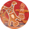 Illustration dreier fröhlicher Lebkuchenmännchen - eines davon schlägt ein Rad | © SONNENTOR