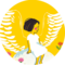 Illustration of a guardian angel sitting with spread wings, surrounded by flowers | © SONNENTOR