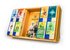 In the photo you can see a wooden tea gastronomy shelf. In it are placed various tea packs.
