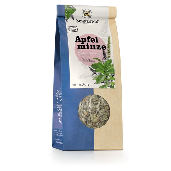 Photo of a pack Applemint loose. On the package is a picture of Applemint plant.