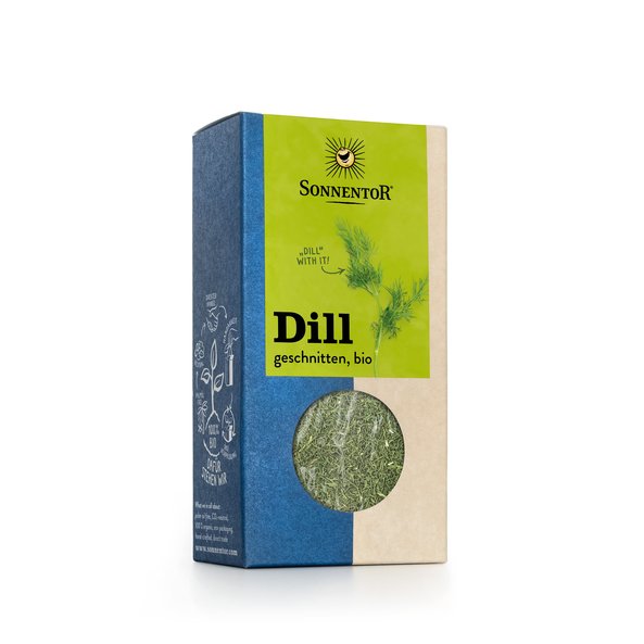 Photo of a pack Dill cut. On the package is a picture of a dill branch.