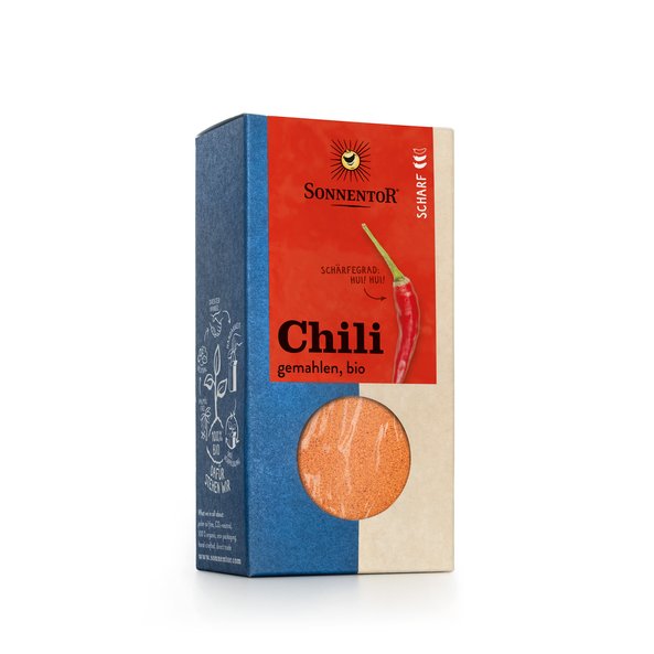 Foto einer Packung Chili gemahlen. Auf der Packung ist eine Chili abgebildet.