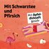 Text „Mit Schwarztee und Pfirsich“ sowie „Mit Apfeldicksaft gesüßt“, Illustration mit Flamingo, Apfel und Pfirsich | © SONNENTOR
