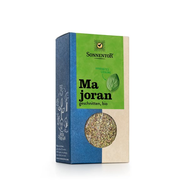 Photo of a pack Marjoram cut. On the package there is Marjoram depicted.