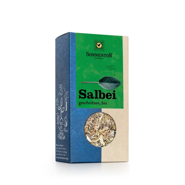 Photo of a pack sage cut. On the package is a sage leaf depicted.
