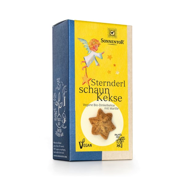 Photo of a pack Stargazing cookies. On the package are an angel and stars depicted.