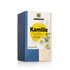 Photo of a pack organic chamomile tea. There is a picture of camomile flowers on the package.