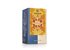 Photo of a pack Feeling Wide Awake Tea Organic Spice Tea Blend with Mate, caffeinated. On the package is an illustration with floral background in yellow-orange with the inscription Happiness is Feeling Wide Awake Tea.