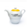 Auf dem Foto ist ein Teekännchen mit Deckel sowie eine Teetasse zu sehen.