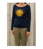 womens shirt longarm, darkblue Size S, org. cotton