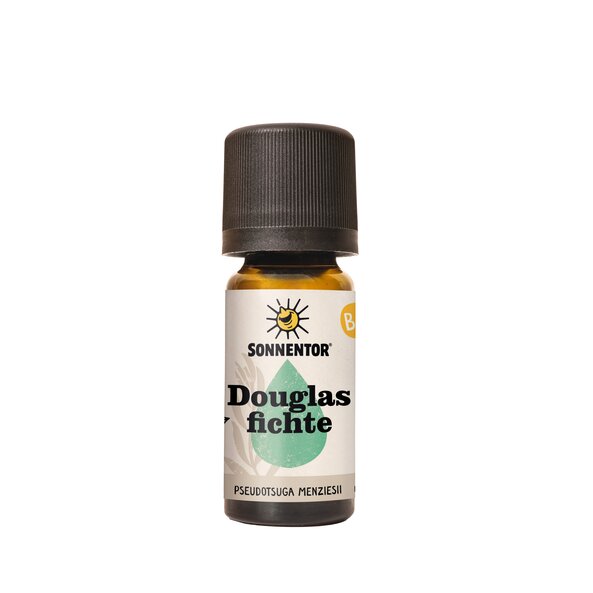 You can see a bottle with a turquoise drop with Douglas fir on it.