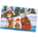Abgebildet ist eine Gutschein Karte im weihnachtlichen Design. Auf der Karte sind Tiere in winterlicher Kleidung und in winterlicher Landschaft zu sehen, die gemeinsam heißen Tee genießen.
