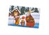 Abgebildet ist eine Gutschein Karte im weihnachtlichen Design. Auf der Karte sind Tiere in winterlicher Kleidung und in winterlicher Landschaft zu sehen, die gemeinsam heißen Tee genießen.