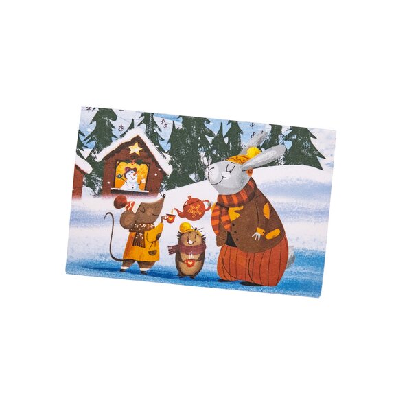 Shown is a gift card in christmas design. On the card is an angel and a christmas tree ball with the number 24.