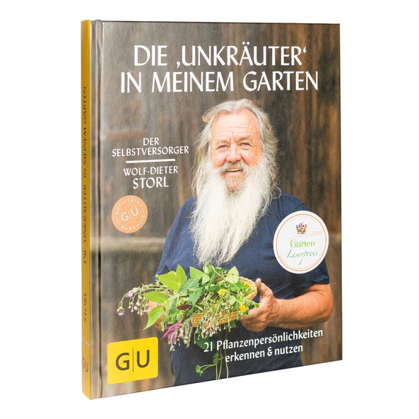 A book with a man holding a basket full of herbs.