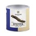 A small jumbo spice tin pepper white whole. On the tin are peppercorns.