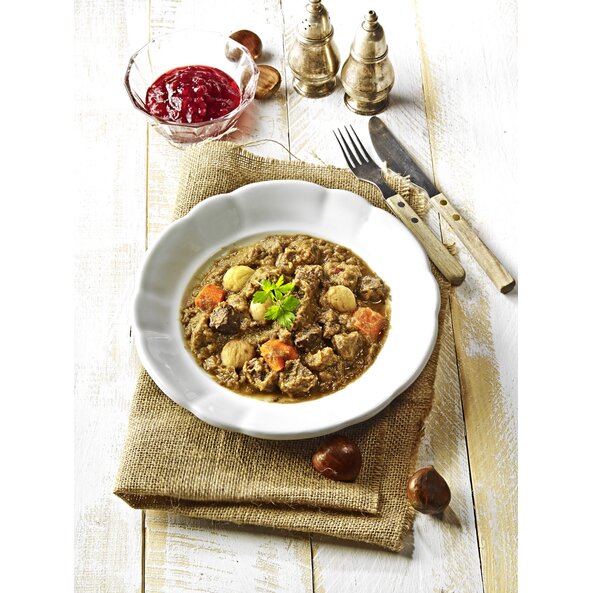 Rehragout mit Maroni und Bockshornklee-Knödelchen