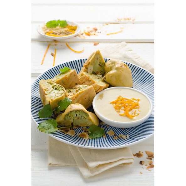 Gebackene Brokkoliröschen mit Orangensauce