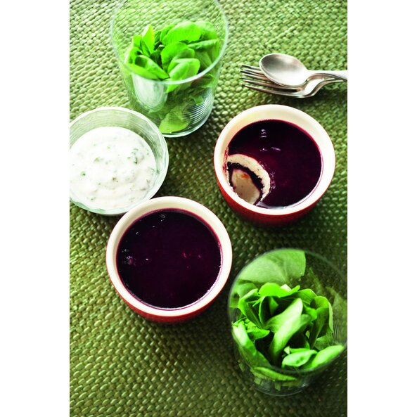 Schafkäse Preiselbeermousse mit Vogerlsalat