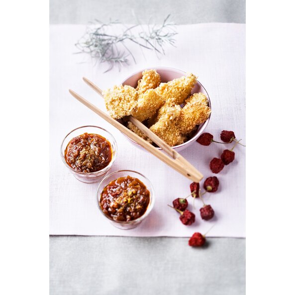 Pikante Fischnuggets mit Tomatenchutney