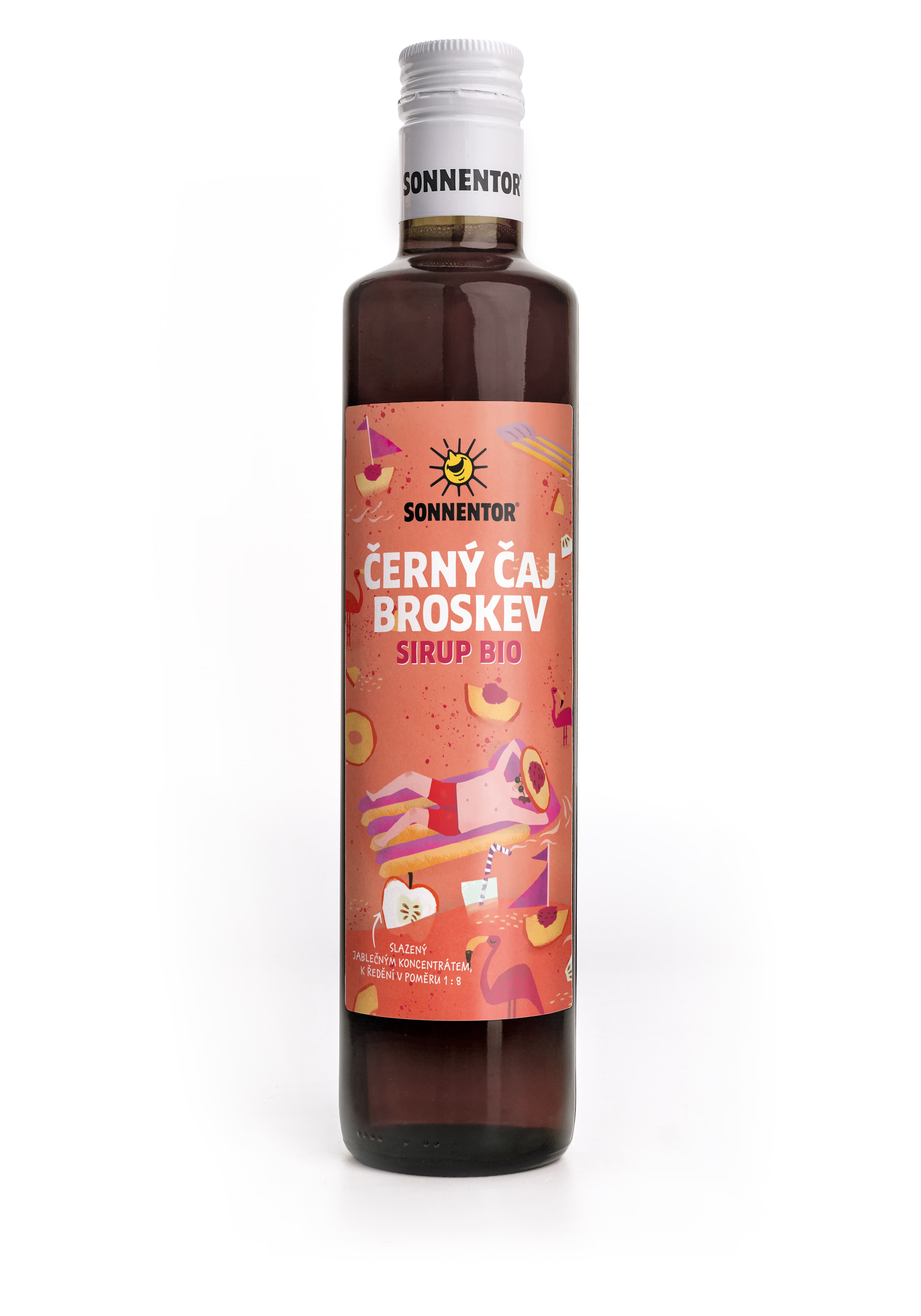 Sonnentor Černý čaj - broskev sirup bio 500 ml - balení 3 ks