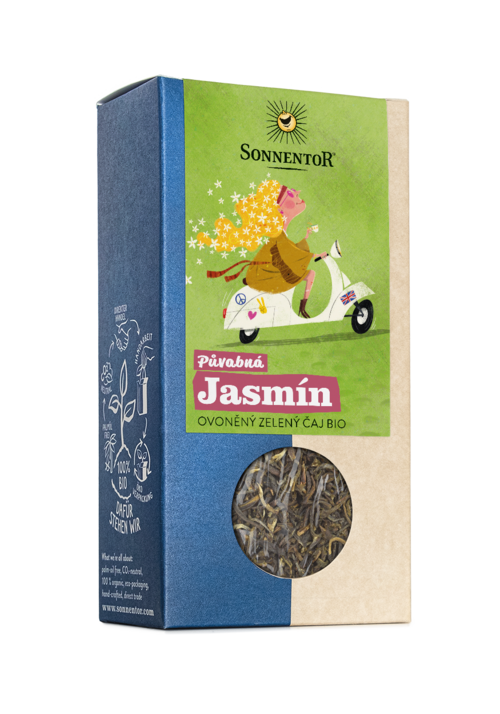 Jasmín bio, ovoněný zelený čaj, 100g  syp.