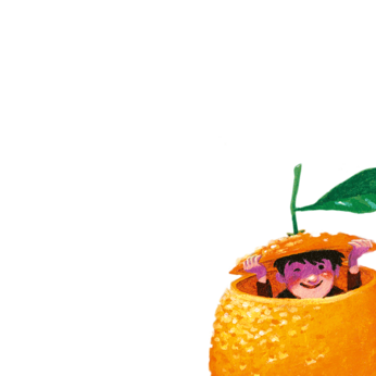 Illustration of a boy looking out of an orange. | © SONNENTOR