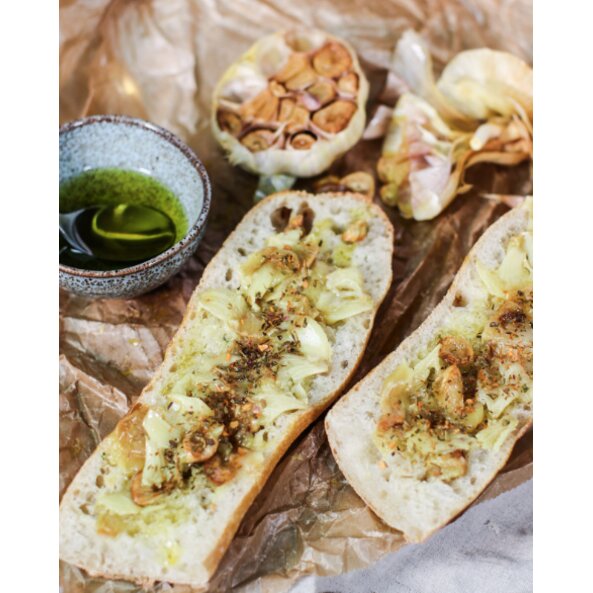 Scharfes Knoblauch-Baguette