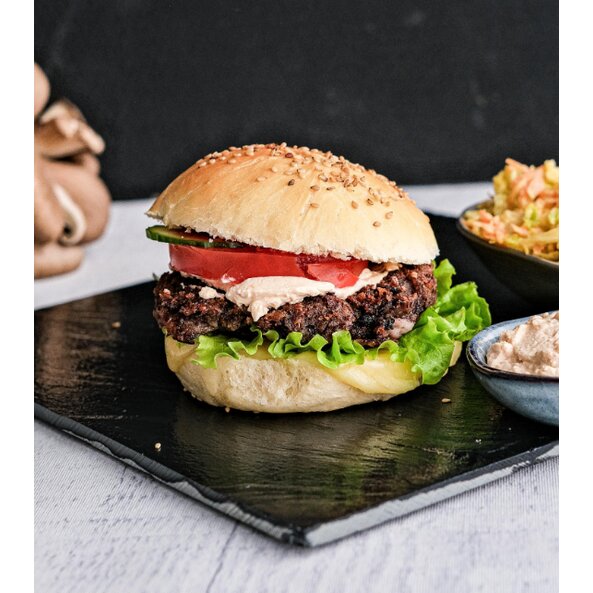 Vege burger s hlívou a fazolemi